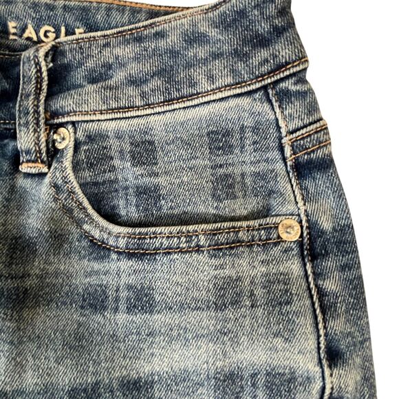 American Eagle Jeans Women 0 Blue Plaid Skinny Mid Rise Stretch (W22 L27) - Picture 9 of 15